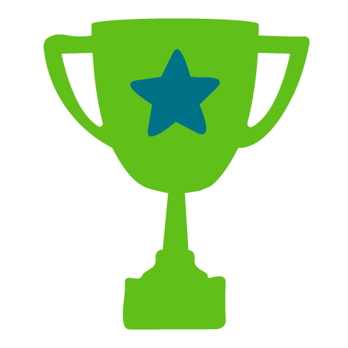 Green trophy with star on